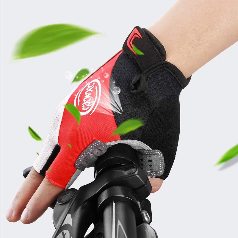 CXWXC Cycling Gloves for Men Women - Breathable Gel Road Mountain Bike Riding Gloves - Anti-Slip Half Finger Glove for Fitness Cycling Training Outdoor Sports - Image 4